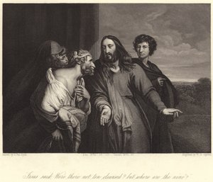 "Jesus disse, não foram dez limpos? Mas onde estão os nove?" (gravura) de Anthony van (after) Dyck
