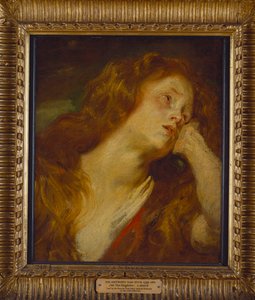Uma jovem mulher, comprimento do busto, descansando a cabeça na mão de Anthony van Dyck