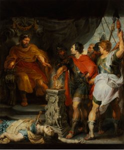 Caius Mucius Scaevola, jovem patrício romano capturado pela guarda real de Porsinna (Porsinna, Porsena)