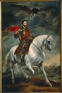 Carlos V a cavalo (pintura sobre madeira) de Anthony van Dyck