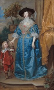 Alemão: Retrato da rainha Henrietta Maria, com o anão Sir Jeffrey Hudson Rainha Henrietta Maria com Sir Jeffrey Hudson de Anthony van Dyck
