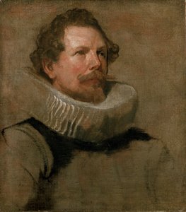 Cabeça de um homem barbudo vestindo um Wheel Ruff, século XVII de Anthony van Dyck