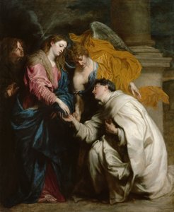 A Visão do Beato Hermann de Steinfeld, conhecido como Joseph (1150-1230) - Pintura de Sir Anthonis (Anton ou Antoon) van Dyck (1599-1641), óleo sobre tela (160x128 cm) de Anthony van Dyck
