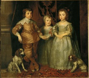Retratos dos três filhos mais velhos de Carlos I, rei de Inglaterra: Carlos, Tiago e Maria (pintura sobre tela) de Anthony van Dyck