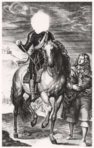 Retrato equestre sem cabeça originalmente de Luís de França, gravado por Pierre Lombard (1612-80) (Ver 105377-8)