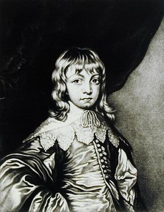 Retrato de George, duque de Buckingham (1592-1628) gravado por Robert Dunkarton (1744-c.1817) de personagens ilustres da história britânica (mezzotint)