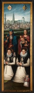 Detalhe do retrato de Juan Pardo II e das suas esposas Anna Ingenieulandt e Maria Anchemant de Anthuenis (1536 1613) Claeissins or Claeissens