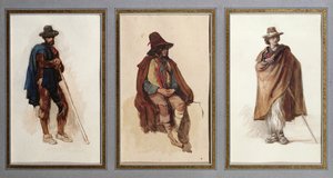 Três tipos de pastores Ciociari de Antoine Auguste Ernest Herbert or Hebert