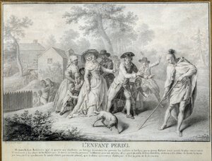 A Ilustração da Criança Perdida de "Cartas de um Agricultor Americano" de São João de Crevecoeur. Litografia de Antoine Borel (1743-1810) 1783, aproximadamente. Blerancourt. Musee Franco-Americano de Antoine Borel