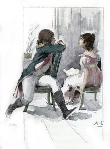 Retrato de Napoleão Bonaparte (1769-1821) com a sua noiva Desiree Clary (1777-1860) c. Abril 1795 (Retrato de Desiree Clary na altura do seu noivado com Napoleão Bonaparte, abril 1795) Desenho de Antoine Calbet a partir de "Napoleon et les femmes"