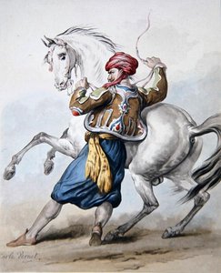 Um persa tenta superar um cavalo francês (litho) de Antoine Charles Horace Vernet