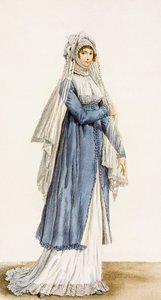 Vestido de dia das senhoras, apartamento do &39;Incrível e maravilhoso&39;, gravado por Georges Jacques Gatine (1773-1831), pub. Paris, 1803 de Antoine Charles Horace Vernet