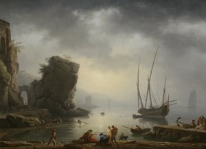 Cena costeira do Mediterrâneo, 1746 de Antoine Charles Horace Vernet