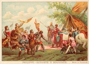 Philip Augustus da França em Bouvines, 1214 (chromolitho) de Antoine Charles Horace Vernet
