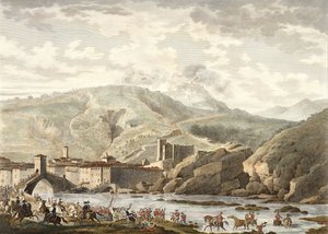 A Batalha de Millesimo, 25 Germinal, Ano 4 (abril de 1796), gravado por Jean Duplessi-Bertaux (1747-1819) (aquatint) de Antoine Charles Horace Vernet