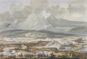 A Batalha de Rivoli, 25 e 26 Nivose, Ano 5 (Janeiro de 1797), gravado por Jean Duplessi-Bertaux (1747-1819) (aquatint)