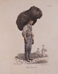 O Collier, número 11 da série "Os gritos de Paris", gravado por Francois Seraphin Delpech (1778-1825) de Antoine Charles Horace Vernet
