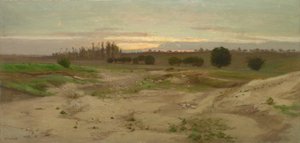 O poço de marga em Mulcent: Evening, depois de 1857 (óleo sobre papel, montado em cartão, montado em contraplacado) de Antoine Chintreuil