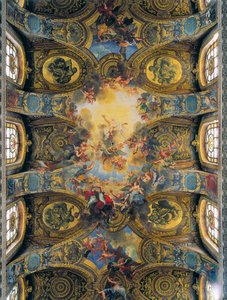 Frescos da abóbada da capela real decorada por Antoine Coypel, de La Fosse e Jouvenet (fresco) de Antoine Coypel