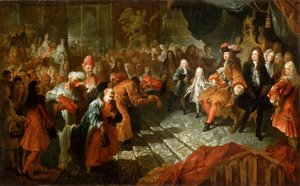 Luís XIV recebendo o embaixador persa na Galerie des Glaces em Versalhes, 19 de fevereiro