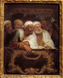 O embaixador marroquino Mohamed Temin assiste a um espectáculo num hotel da comédia italiana em Paris, em Fevereiro de 1682 Pintura de Antoine Coypel (1661-1722) Sol do século XVII. 0,28x0,22 m de Antoine Coypel
