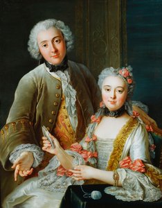 Retrato de François de Jullienne em pé ao lado de sua esposa, sentada, c.1743