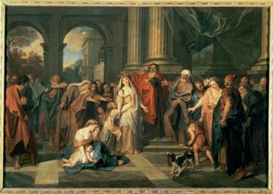 Susannah acusada de adultério ... (pintura sobre tela) de Antoine Coypel