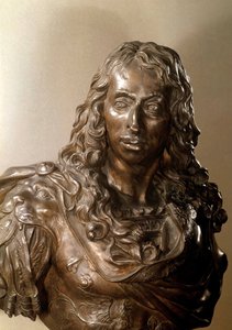 Busto em bronze de Luís II de Bourbon, Príncipe de Conde conhecido como o Grand Conde (1621-1686) (Bourbon-Conde). Escultura de Antoine Coysevox (1640-1720) do século XVII.