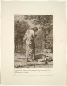 Aristómenes lamentando a morte de Sócrates do Feitiço de Meroë (do Livro 1 de Apuleio, "O Asno de Ouro")
