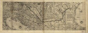 Português: Relevo mostrado pictoricamente. Alguns mapas inteiramente em italiano, alguns mapas inteiramente em latim. Título derivado pelo catalogador da página de rosto do atlas Lafréry encadernado. Dezessete folhas soltas que aparecem em atlas vendidos p de Antoine; Forlani Lafréry
