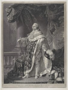 Le Sacre - Retrato do Rei Luís XVI em Coronação Regalia, gravado por Charles-Clément Bervic (1756-1822) de Antoine Francois (after) Callet