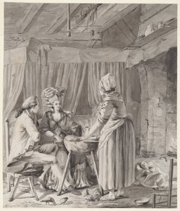 Casal elegante almoçando em uma casa de campo de Antoine François Sergent
