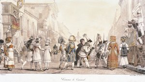 Roupas de Carnaval, de Antoine-Jean-Baptiste Thomas (1791-1833), aguarela. Itália