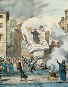 Balão de ar quente para o Dia de San Giuseppe em Roma, de Antoine-Jean-Baptiste Thomas (1791-1833), impresso. Detalhe. Itália de Antoine Jean Baptiste Thomas