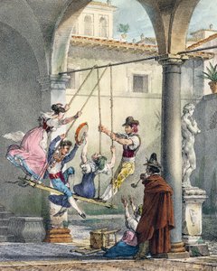 Swing, gravura de Antoine Jean-Baptiste Thomas (1791-1834) de Un an a Rome et dans ses environs (Um ano em Roma e nos seus arredores), França