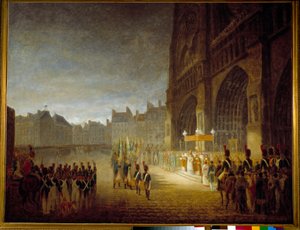 A Bênção das Bandeiras na Praça da Catedral Notre Dame de Paris em 1804 Pintura atribuída a Antoine Jean Gros (1771-1835) Sol do século XIX. 1,1x1,46 m Paris, Musee Carnavalet de Antoine Jean (attr. to) Gros