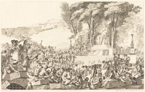A Fonte da Regeneração nos escombros da Bastilha, 10 de abril de 1793 de Antoine Jean Duclos after Charles Monnet