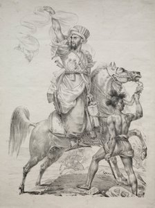Um chefe mameluco a cavalo sinalizando para ajudar de Antoine Jean Gros