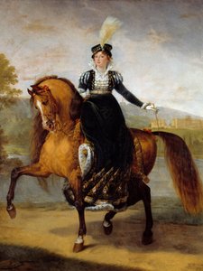Retrato equestre de Catarina de Württemberg, esposa de Jerome Bonaparte, Rainha de Wesphalia (1783-1835). Pintura de Antoine Jean Gros (1771-1835) de Antoine Jean Gros