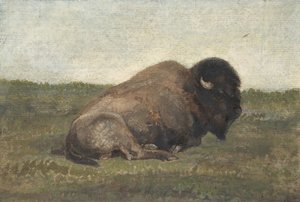 Bisão deitado, 1810-75. de Antoine Louis Barye