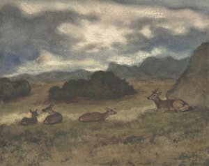 Cervos na paisagem, 1810-75. de Antoine Louis Barye