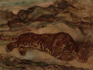 Tigre em repouso, ca. 1850-65. de Antoine Louis Barye