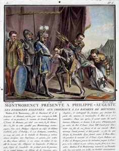 Montmorency Apresentada a Philip Augustus (1165-1223) Após a Batalha de Bouvines, gravada por Jean Baptiste Morret (fl. 1790-1820) de Antoine Louis Francois (after) Sergent Marceau