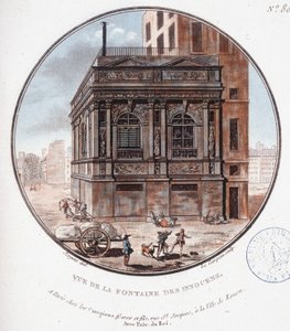 Vista da fonte dos inocentes. Em vista prittoresca dos principais edifícios de Paris pelo Sargento de Antoine Louis Francois Sergent-Marceau