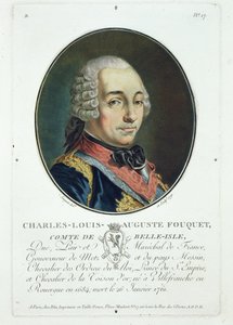Charles-Louis-Auguste Fouquet (1684-1761) de "Retratos de grandes homens, mulheres ilustres e assuntos memoráveis da França", publicado em 1787-92. de Antoine Louis Francois Sergent Marceau
