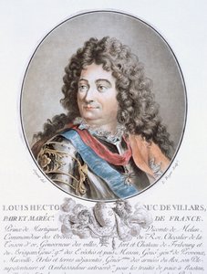 Claude Louis Hector de Villars, de "Retratos de grandes homens, mulheres ilustres e temas memoráveis da França, grave e impresso em cores", publicado por Pierre Blin, 1786-92, Paris de Antoine Louis Francois Sergent Marceau