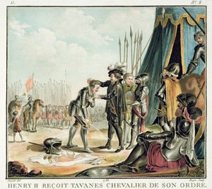 Henri II (1519-59) recebe Jean de Tavanes como um cavaleiro em sua ordem, gravada por Roger, 1788 de Antoine Louis Francois Sergent Marceau