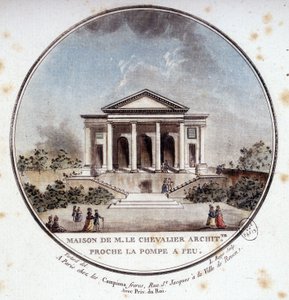Maison de Monsieur le Chevalier, arquitecto, Paris. Em vista prittoresca dos principais edifícios de Paris pelo Sargento de Antoine Louis Francois Sergent Marceau