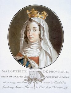 Marguerite de Provence, de retratos de grandes homens, mulheres ilustres e temas memoráveis da França, grave e impresso em cores, publicado por Pierre Blin, 1786-92, Paris (gravura colorida) de Antoine Louis Francois Sergent Marceau