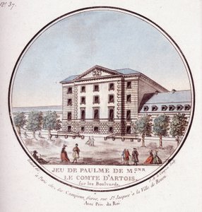Jogo de palma da conta do Artois nas avenidas. Em vista prittoresca dos principais edifícios de Paris pelo Sargento de Antoine Louis Francois Sergent-Marceau
